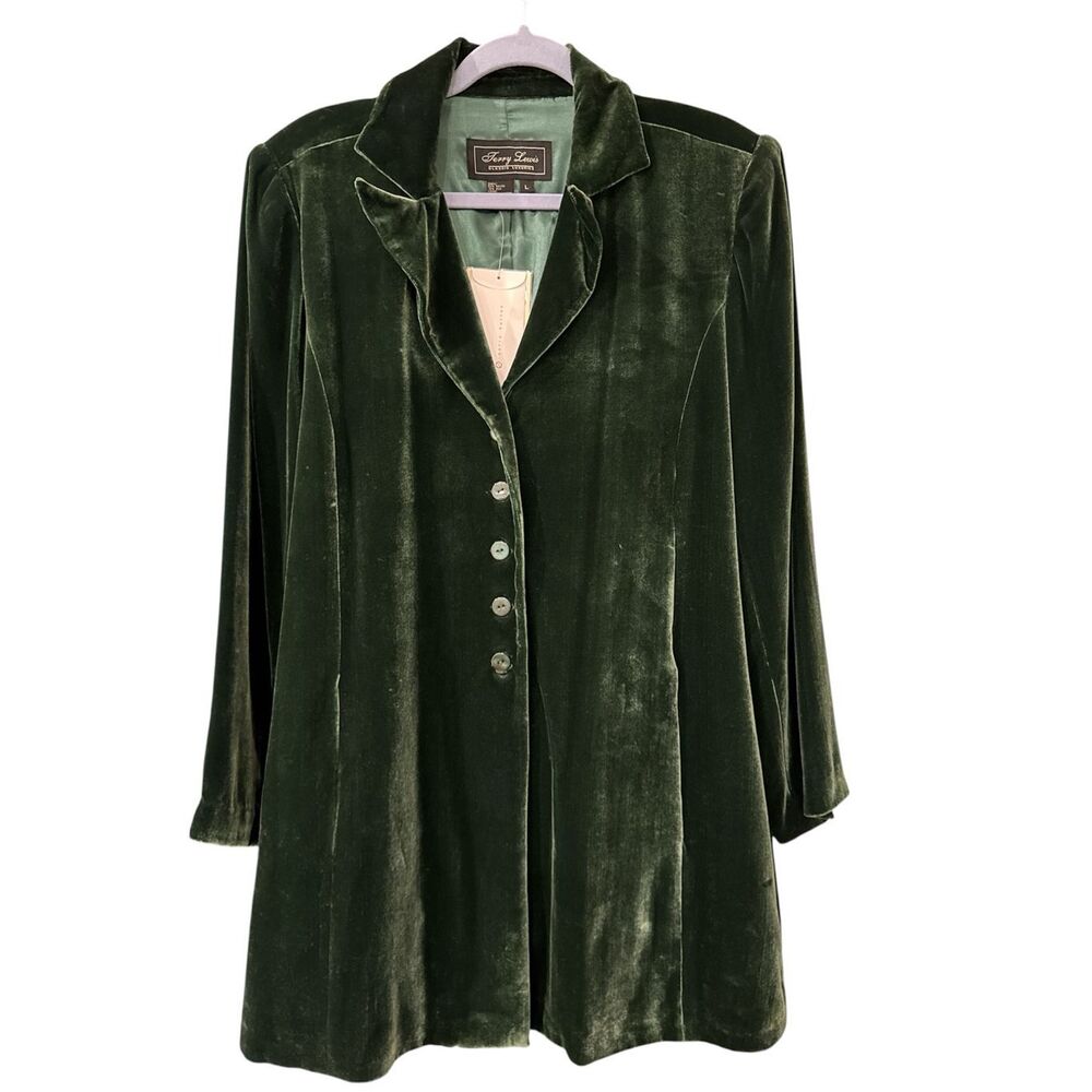 Vintage Terry Lewis Women's Velvet Classic Luxuries Jacket Dark Green Large NWT